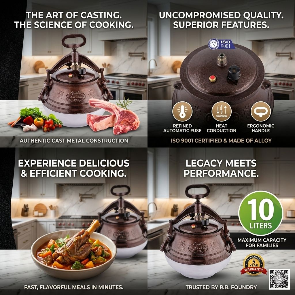 Messi Pressure Cooker 10 Liter – Cast Alloy Metal | Baba Rehman Foundry
