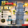 Dessini 3-in-1 Mega Bundle – Premium Cookware Set with Mixer Grinder & Grinder