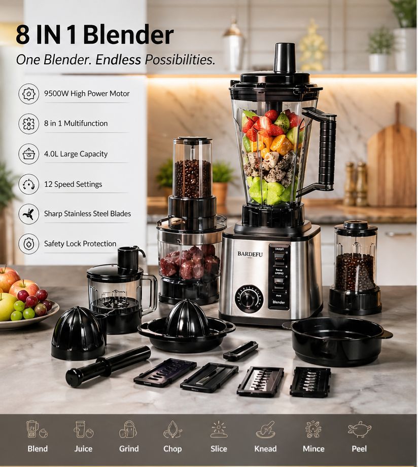 Bardefu 8-in-1 Multi-Purpose Juicer Blender 9500W – BF-5042 (4.0L)