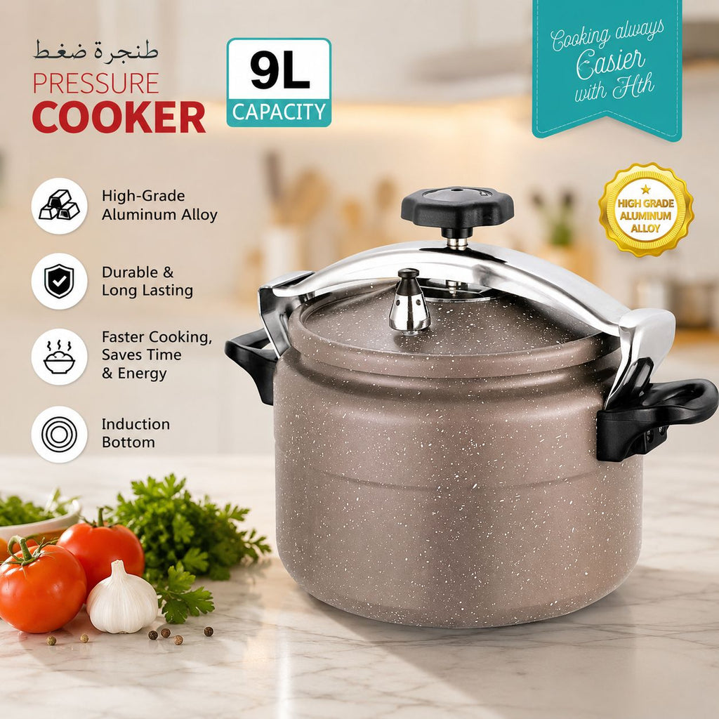 HTH 9L Granite Aluminum Alloy Pressure Cooker | Induction Bottom | Large Family Cooker