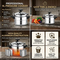 Professional 9L Aluminium Pressure Cooker | Safety Locking Lid | Serves 8-10