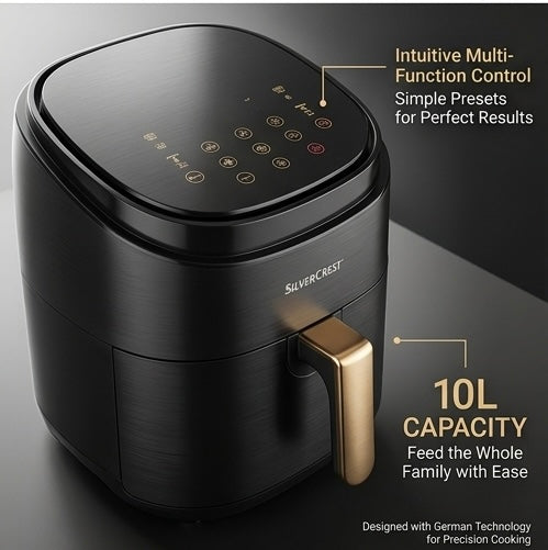 SilverCrest 10L Digital Air Fryer – German Technology, Multi-Function Touch Control