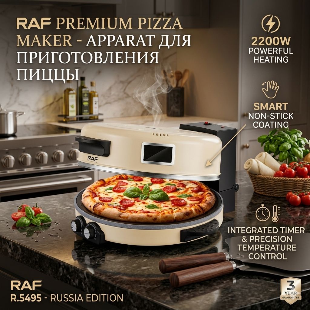 RAF Premium Pizza Maker 2200W – Non-Stick, Timer & Temperature Control | R.5495