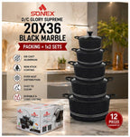 Sonex Glory Supreme 12-Piece Black Marble Die Cast Cookware Set (20x36cm)