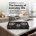 Olympia GTOE-506-A Glass Top Double Burner Gas Stove | Premium Brass Burners