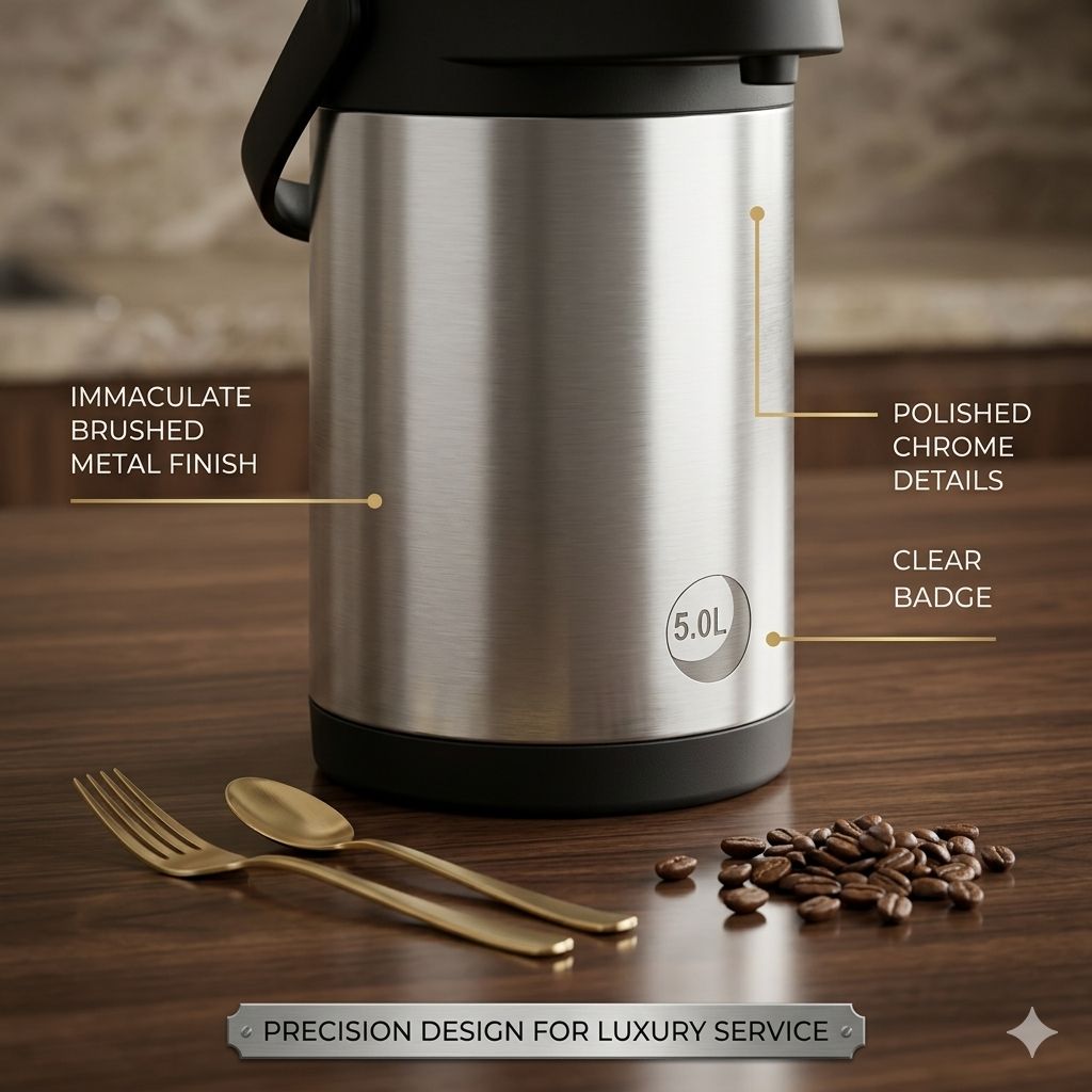 HTH Fine Quality 5.0L Airpot Thermal Flask – Stainless Steel Insulation, Premium Beverage Server