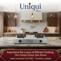 Uniqui Home Double Burner Gas Stove | 0.8mm Steel Top Panel | Powerful Burners